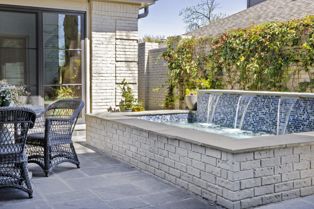 Spa water feature at a luxury home